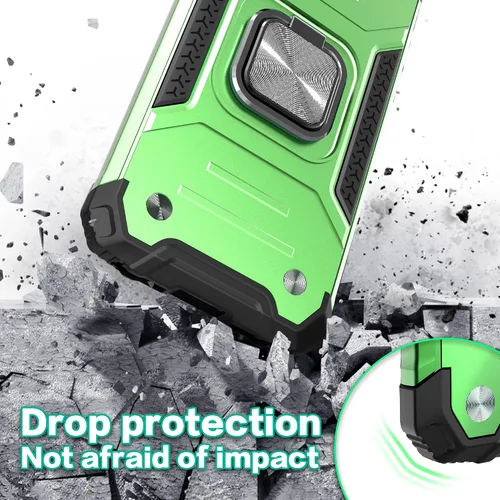 Vista 5 de Funda delgada para iPhone 11 con protector de pantalla, absorción de golpes, resistente a prueba de caídas, con soporte de automóvil, funda Verde