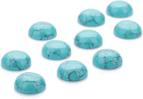 Vista 3 de JJG 20pcs Cabujones Redondos de Piedra Flatbacks Turquesa Gemstone Dome Cameos, 0.157 in