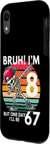 Vista 2 de Bruh I'm 8 But One-Day I'll Be 67 Retro 8th Birthday Kids Case for iPhone XR