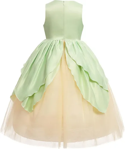 Vista 3 de Disfraz de princesa para niñas, fiesta de cumpleaños, vestido de hada para niñas, Halloween, cosplay, vestido de Tiana, vestido de fiesta de manga