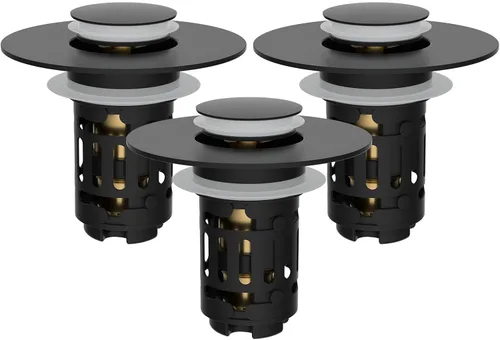 Vista 28 de Hibbent Colador de drenaje de lavabo de baño 3 en 1 mejorado, tapón universal desplegable con cesta de filtro de acero inoxidable extraíble atrapa