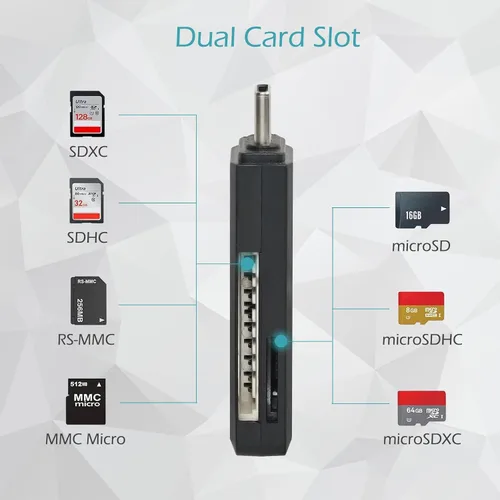 Vista 3 de Lector de tarjetas micro SD, lector de tarjetas de memoria USB C 2 en 1 de 5 Gbps para cámara digital, visor de tarjetas SD con doble ranura