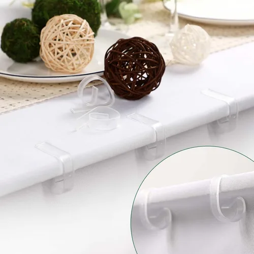 Vista 3 de Eccliy 150 clips transparentes transparentes para manteles, clips de plástico resistentes al viento, soportes para mantel de Navidad, bodas