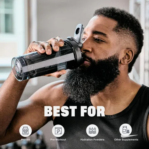 Vista 5 de BlenderBottle - Botella agitadora Pro Series ideal para batidos de proteínas y preentrenamiento, 32 onzas, color negro