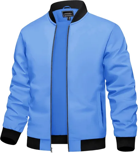Vista 18 de TACVASEN Chaqueta Ligera para Hombre Chaqueta Bomber de Primavera Otoño Rompevientos Abrigos Casuales Elegantes con Bolsillos
