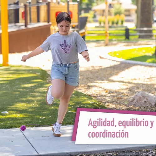 Vista 5 de Just Jump It Tobillo Skip Ball Rueda Plegable Saltar Cuerda para Niños Equipo de Ejercicio y Juguete de Agilidad - Rosa