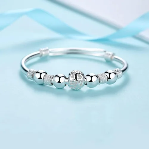 Vista 3 de Pulsera giratoria de cuentas de plata de ley 925 para mujer, para ansiedad, descomprimir libremente, herramientas abiertas, inspiraciones