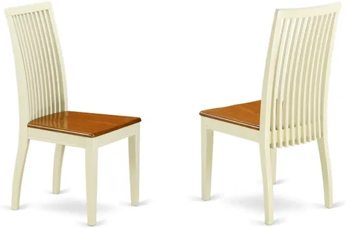 Vista 3 de East West Furniture DLIP3-BMK-W Juego de mesa y sillas de cocina de 3 piezas contiene una mesa de comedor redonda con gotas y 2 sillas de comedor