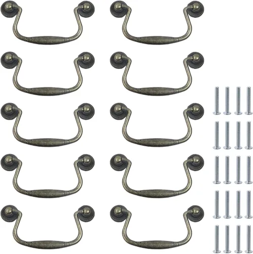 Vista 9 de 5 tiradores de fianza antiguos para cajón, perillas decorativas de agujero de 3 pulgadas, manijas de aleación de zinc, accesorios para aparador