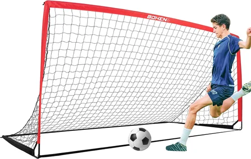 Vista 10 de BOHEN 9x5 FT Portable Metal Soccer Goal for Backyard, Steel Frame Soccer Net with Carry Bag, Fun for Outdoor Indoor Training Games for Kids and