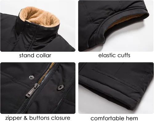Vista 3 de XinYangNi Men's Winter Warm Outdoor Padded Puffer Lightweight Vest Thick Fleece Lined Sleeveless Jacket