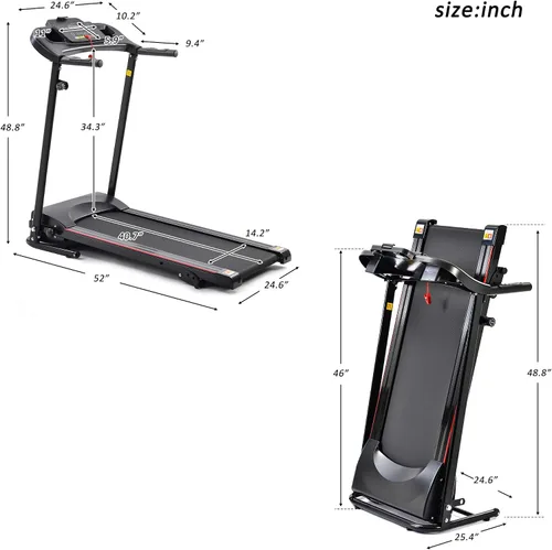 Vista 6 de Cinta de correr plegable para el hogar para entrenamiento en casa, pantalla LCD de 5 pulgadas, cubierta de correr absorbente de golpes, soporte
