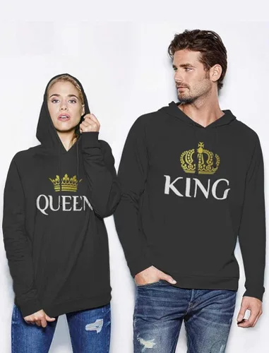 Vista 2 de Rey y Reina Sudaderas en juego con capucha para parejas