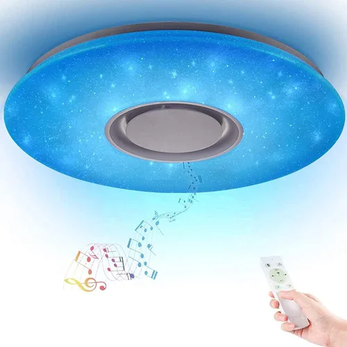 Vista 13 de Lámpara de techo con música WiFi mejorada con altavoz Bluetooth y control remoto, lámpara de techo regulable de 15 pulgadas compatible con Alexa