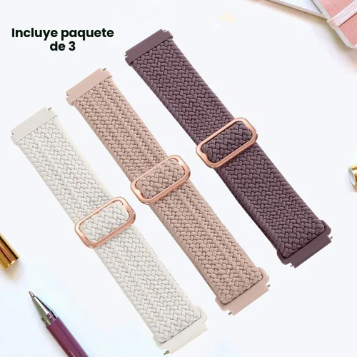 Vista 2 de ViCRiOR Paquete de 3 correas de reloj elásticas trenzadas para Amazfit GTS/GTS 2/GTS 2e/GTS 2 Mini/GTS 3/GTS 4 Mini/GTS 4/GTR Mini, correa elástica