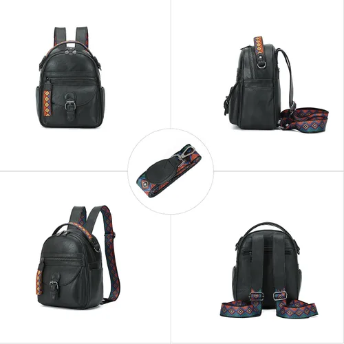 Vista 4 de KL928 Mochila pequeña para mujer, mochila de hombro a la moda, Carbón Gra, Mochilas Daypack