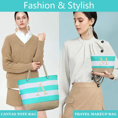 Vista 32 de YOOLIFE Bolsas de playa para mujer, bolsa de lona de viaje, bolsa impermeable para piscina, artículos esenciales de viaje, regalos para mujeres