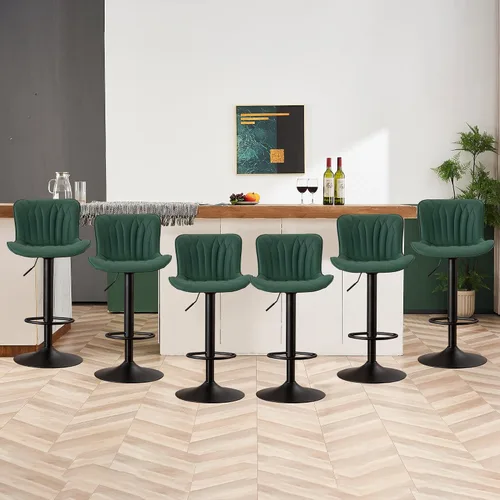 Vista 13 de YOUNIKE Juego de 2 taburetes de bar marrones modernos giratorios de altura de mostrador con respaldo alto ajustable para cocina, taburetes de bar