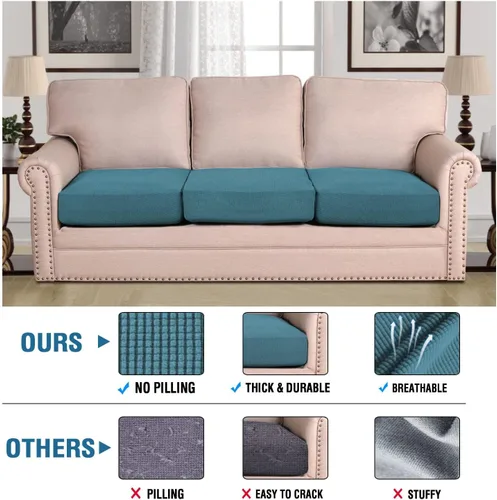 Vista 601 de H.VERSAILTEX Fundas de Cojín de Asiento Individuales Super Elásticas Fundas de Sofá Fundas de Cojín de Sofá Fundas Deslizables Juegos Tela de Sarga