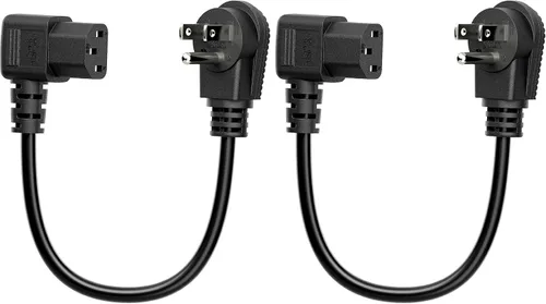 Vista 11 de Cable de alimentación en ángulo recto Nema 5-15P a IEC 320 C13, cable de alimentación de CA macho de 3 clavijas a hembra IEC de ángulo recto de 1 pie