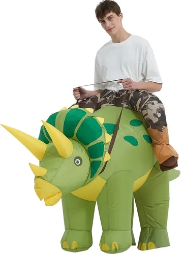 Vista 2 de Disfraces de dinosaurio para adultos, disfraz inflable para adultos, disfraz de triceratops inflable, disfraces de Halloween para hombres y mujeres