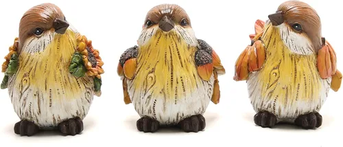 Vista 2 de Hodao Decoración de pájaros de calabaza de Acción de Gracias de 3.5 pulgadas de altura, pájaros hechos a mano para decoración de otoño, regalo