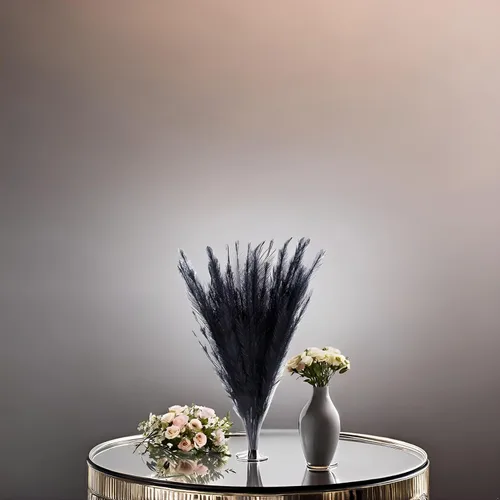 Vista 6 de UiiziC Hierba sintética de las pampas, 8 piezas de 30 pulgadas/76cm, flores artificiales secas y esponjosas, césped ascendente para rellenos de Negro