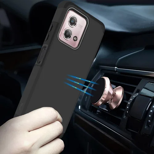 Vista 3 de TJS - Funda compatible con Motorola Moto G Stylus 4G 2023 (negro) with Tempered Glass Screen Protector Dual Layer Hybrid Magnetic Support