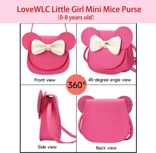Vista 3 de LoveWLC Cartoon Little Mouse Ear Bow Kids Crossbody Purse,Adorable Mouse Purse