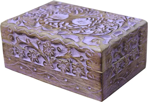 Vista 8 de DharmaObjects Caja de almacenamiento de madera tallada a mano (6 x 4 pulgadas, verde)