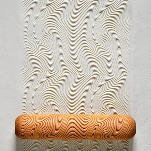 Vista 18 de MKM Pottery Tools Rodillos de mano grandes de madera para arcilla (BHR-01 Diagonal Basketweave)
