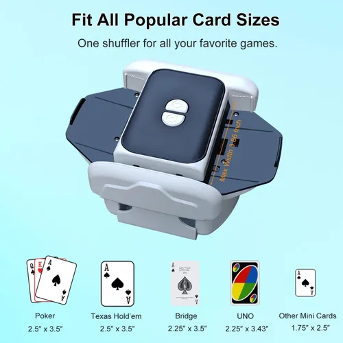 Vista 6 de Barajador automático de cartas para 1 a 2 cubiertas, máquina de barajar suave y silenciosa, compatible con Poker, Texas Hold'em, UNO, Bridge Blanco