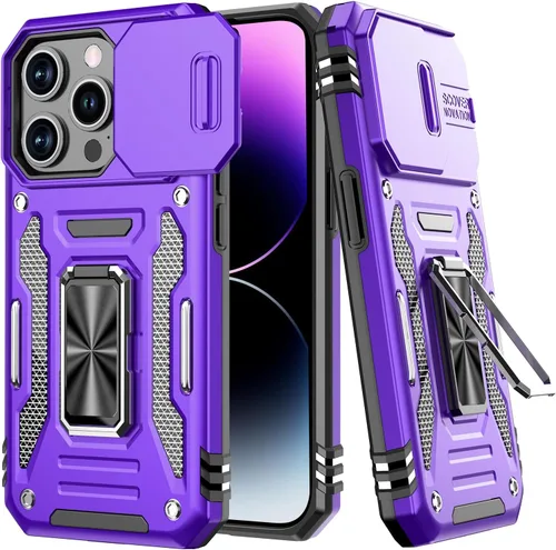 Vista 23 de Funda para iPhone 13 Pro con protector de pantalla, cristal transparente, antiamarillo, acrílico resistente, funda protectora de grado militar