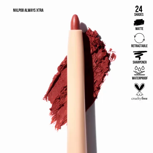 Vista 2 de Delineador de labios retráctil impermeable con afilador integrado por Beauty Creations NUDEX Collection (Always Extra 08)