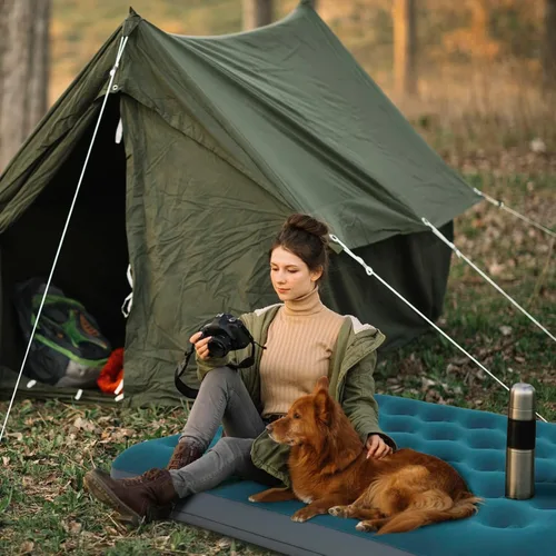 Vista 7 de Colchón de aire de camping de tamaño completo con bomba de pie incorporada, cama inflable inflable colchón colchón para dormir