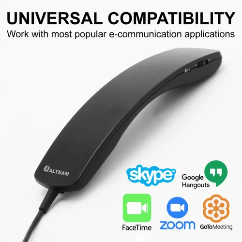 Vista 3 de Auricular USB portátil con cable Plug and Play con cable largo de 6.6 ft para softphone ligero 2.75 oz, Retro, control de volumen, silencio