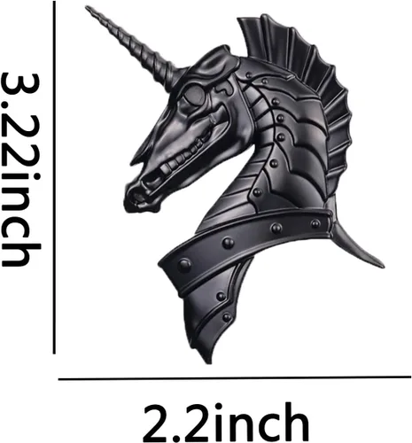 Vista 3 de Emblema de metal para automóvil, calcomanía de decoración de animales 3D, decoración de cola trasera para automóviles (unicornio negro)