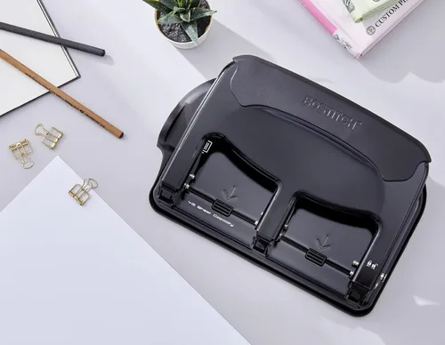 Vista 7 de Bostitch EZ Squeeze - Perforadora resistente de 3 agujeros, capacidad de 40 Negro