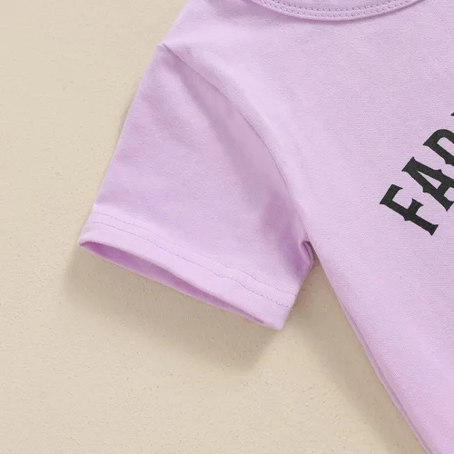 Vista 74 de fhutpw Conjunto de camiseta de manga corta con estampado de vaca y pantalones acampanados de dibujos animados para niñas
