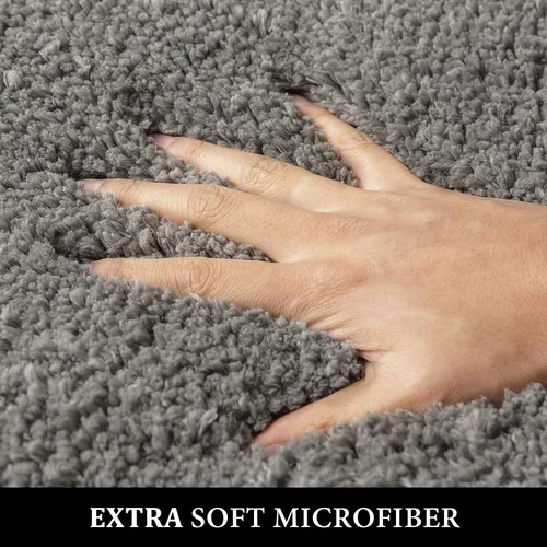 Vista 4 de MIULEE Juego de 3 alfombras y tapetes de baño extra gruesos de microfibra antideslizante y tapete de baño de contorno en forma de U para baño, baño