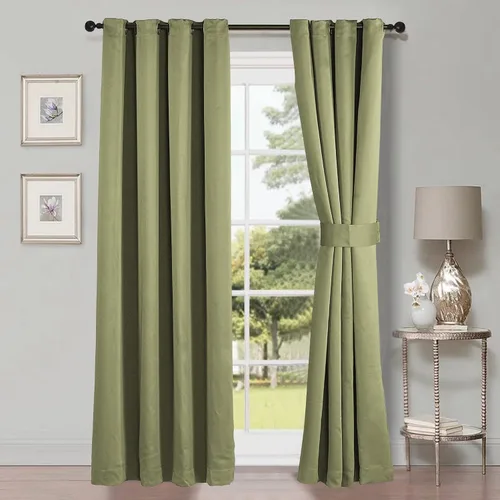 Vista 12 de HESTIN Juego de cortinas opacas de 4 piezas (incluye 2 paneles y 2 alzapaños), cortinas opacas con aislamiento térmico sólido con ojales