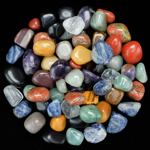 Vista 5 de Crocon Stones and Crystals Bulk 2000+ Carats Natural Crystal Kit for Reiki Healing Crystal Polished, Tumble Stones, Chakra Balancing, Gift, Home #01