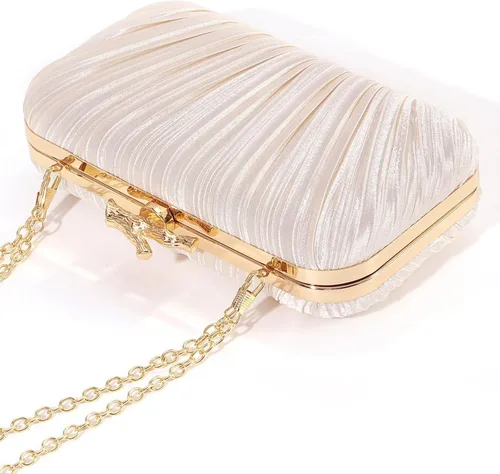 Vista 4 de Bolso de mano para mujer, bolso de noche elegante con cadena extraíble, elegante bolso de mano
