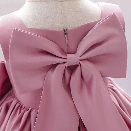 Vista 6 de 6M-8T - Vestido de fiesta de tutú para bebé, con lazo grande, para concurso de cumpleaños, para bautizo