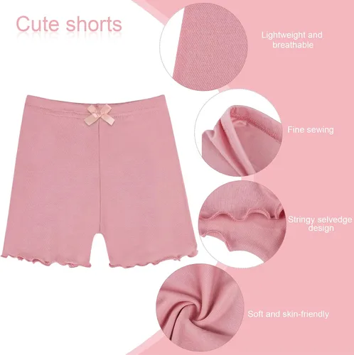 Vista 4 de Ruisita Paquete de 6 pantalones cortos de modal para niñas, pantalones cortos de baile para niñas, pantalones cortos de bicicleta debajo del vestido