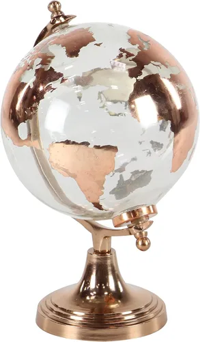 Vista 3 de Deco 79 Globo de aluminio con base escalonada, 9 "x 8" x 13 ", cobre