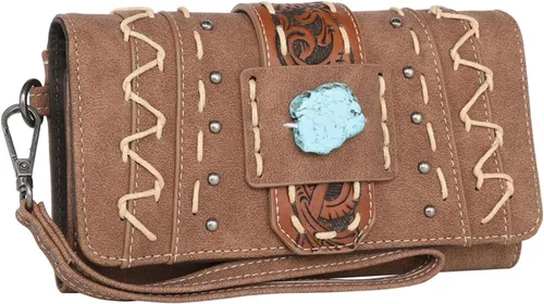 Vista 2 de Montana West Cartera de cuero para mujer con tachuelas occidentales, Bolsos