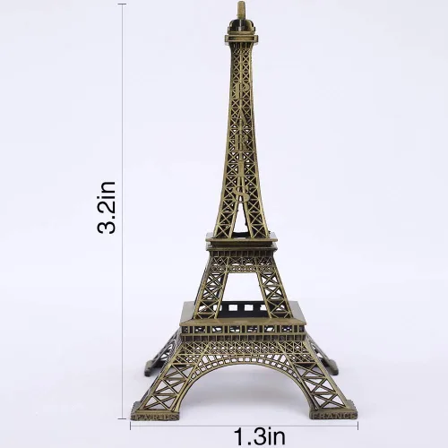 Vista 2 de Estatua de la torre Eiffel hecha a mano de metal para decoración de oficina en casa regalo coleccionable (A)