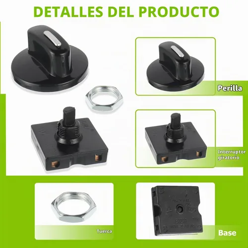 Vista 3 de Interruptor giratorio 13A-125V/10A-250V, selector de velocidad universal de 4 posiciones y 3 velocidades, interruptor giratorio para calentador