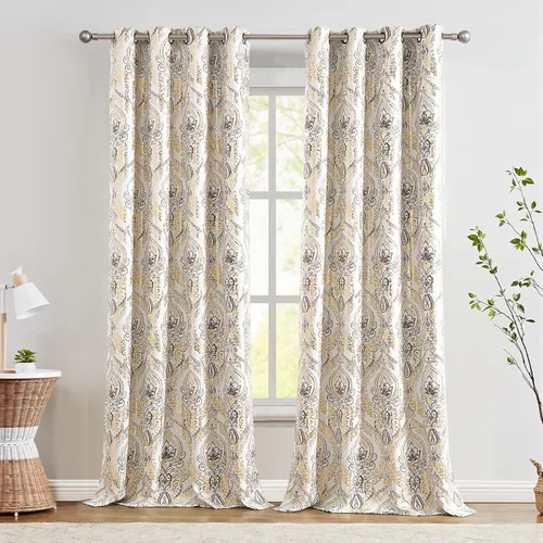 Vista 15 de jinchan Cortinas de lino texturizadas para oscurecer la sala de estar, 54 pulgadas de largo, cortinas de medallón para dormitorio, tratamientos